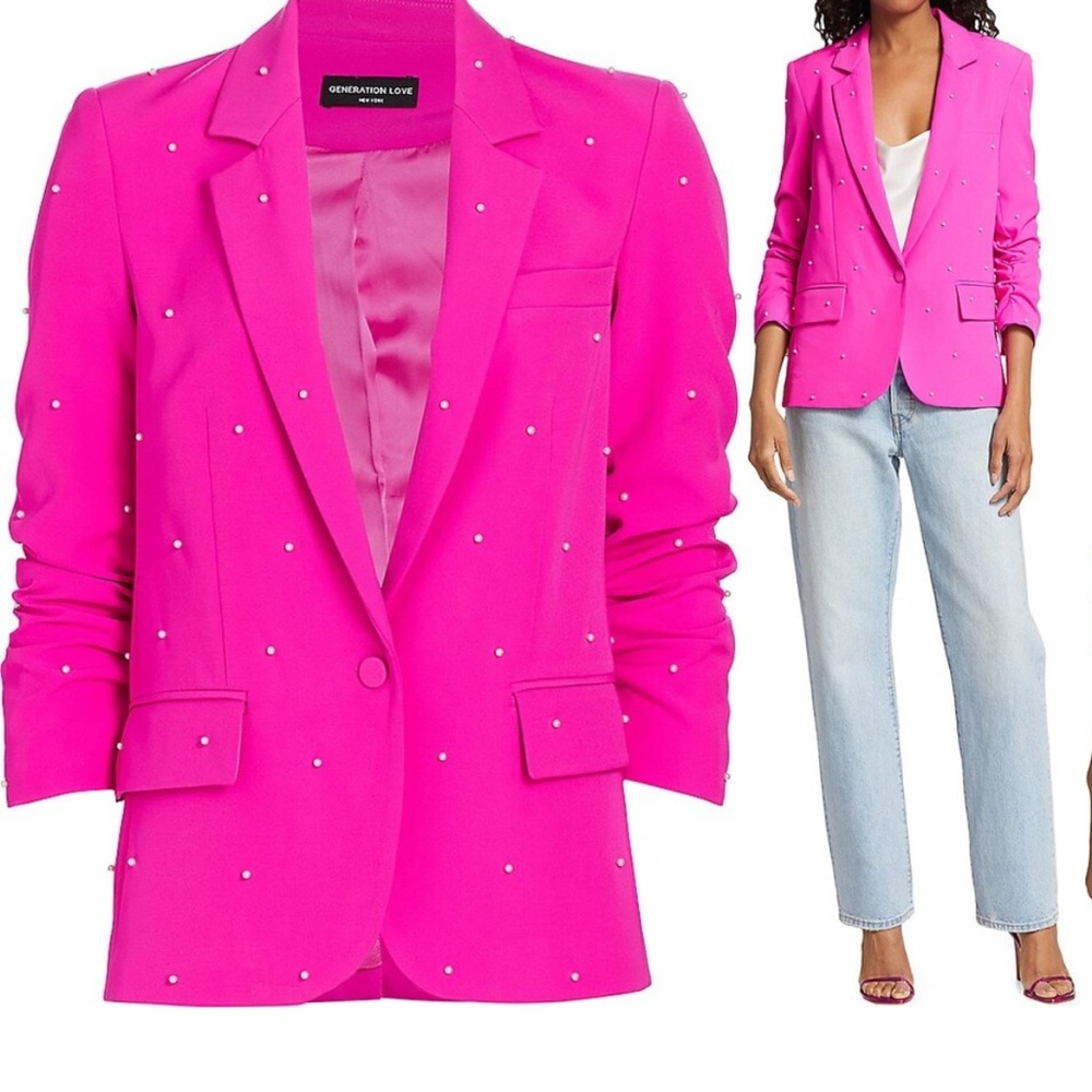 Generation Love Nadia Pink faux pearl Blazer NWT medium